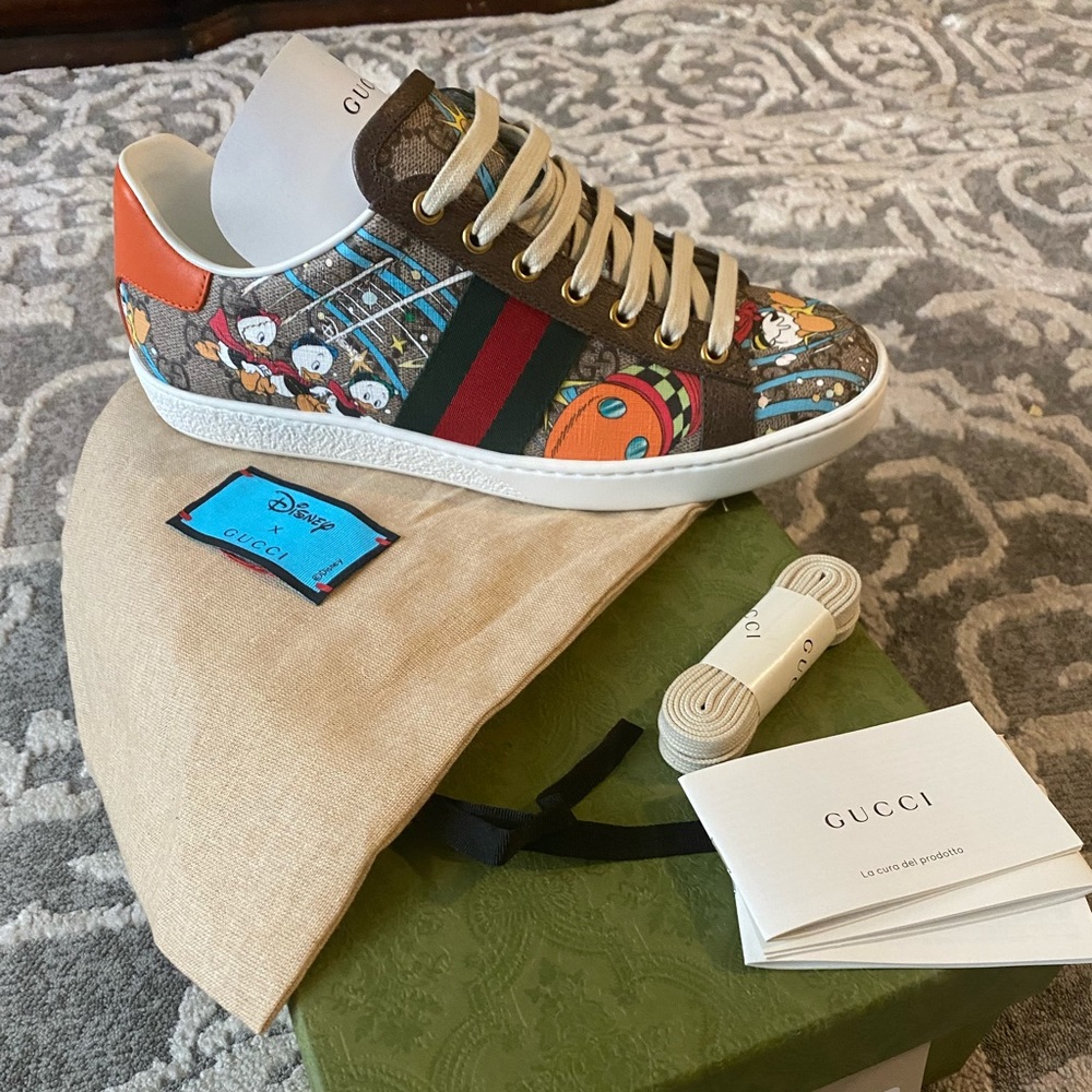 Gucci Women's New Ace Donald Duck Sneakers Size 8